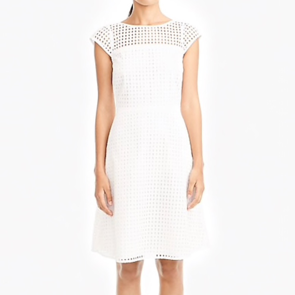 NWT White Square-neck Eyelet Dress Size 4